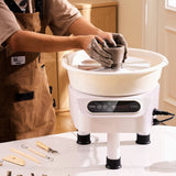 VEVOR Pottery Wheel, 10 inch Pottery Forming Machine, 350W Electric Wheel for Pottery with Foot Pedal and LCD Touch Screen, Direct Drive Ceramic Wheel with 3 Support Legs for DIY Art Craft, White - Low Angle