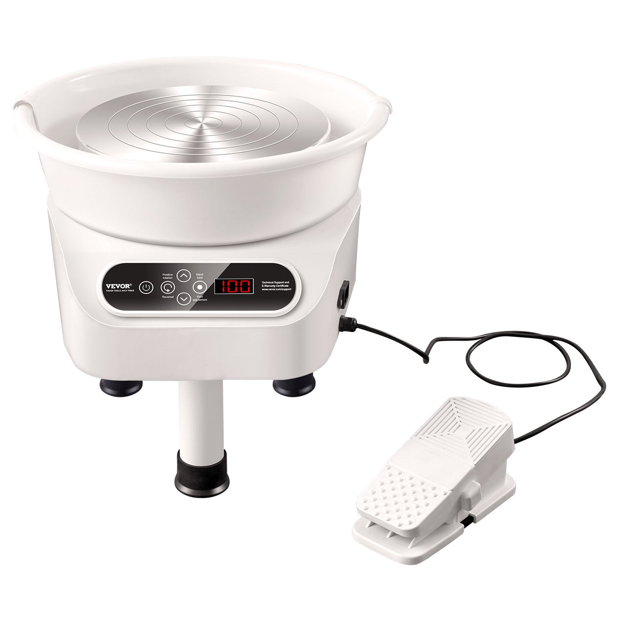 VEVOR Pottery Wheel, 10 inch Pottery Forming Machine, 350W Electric Wheel for Pottery with Foot Pedal and LCD Touch Screen, Direct Drive Ceramic Wheel with 3 Support Legs for DIY Art Craft, White