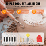 VEVOR Pottery Wheel, 11 inch Pottery Forming Machine, 450W Electric Wheel for Pottery with Foot Pedal and LCD Touch Screen, Direct Drive Ceramic Wheel with 3 Support Legs for DIY Art Craft, White - Rear View