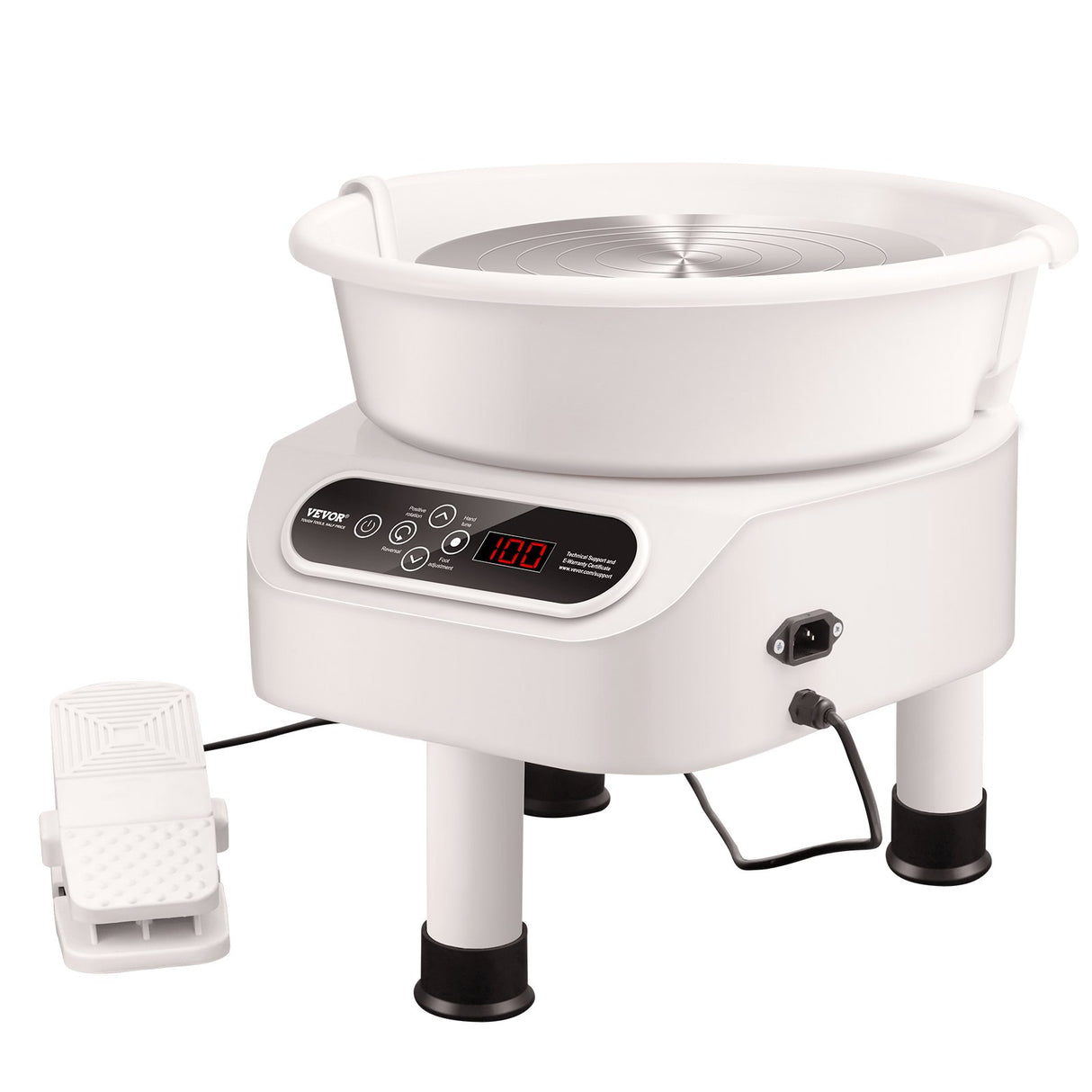 VEVOR Pottery Wheel, 11 inch Pottery Forming Machine, 450W Electric Wheel for Pottery with Foot Pedal and LCD Touch Screen, Direct Drive Ceramic Wheel with 3 Support Legs for DIY Art Craft, White