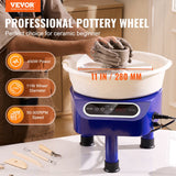 VEVOR Pottery Wheel, 11 inch Pottery Forming Machine, 450W Electric Wheel for Pottery with Foot Pedal and LCD Touch Screen, Direct Drive Ceramic Wheel with 3 Support Legs for DIY Art Craft, Blue - Front View