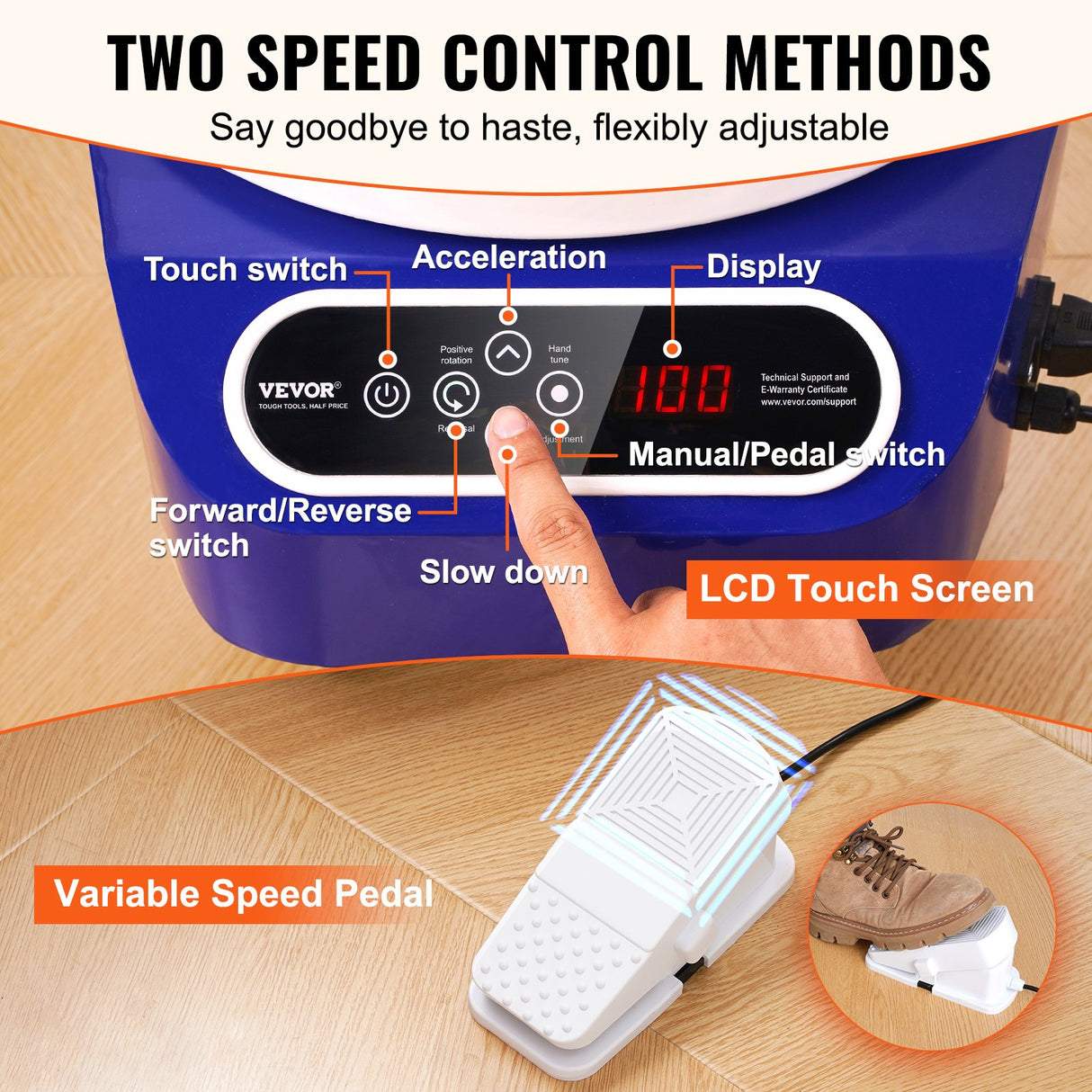 VEVOR Pottery Wheel, 11 inch Pottery Forming Machine, 450W Electric Wheel for Pottery with Foot Pedal and LCD Touch Screen, Direct Drive Ceramic Wheel