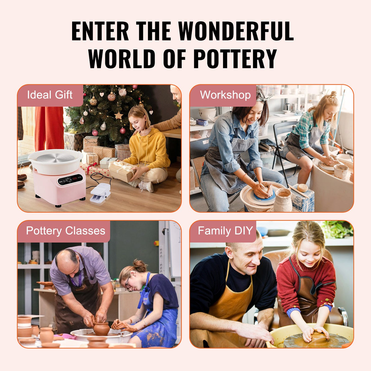 VEVOR Pottery Wheel, 10 inch Pottery Forming Machine, 350W Electric Wheel for Pottery with Foot Pedal and LCD Touch Screen, Direct Drive Ceramic Wheel