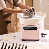VEVOR Pottery Wheel, 10 inch Pottery Forming Machine, 350W Electric Wheel for Pottery with Foot Pedal and LCD Touch Screen, Direct Drive Ceramic Wheel with Shaping Tools for DIY Art Craft, Pink - Low Angle