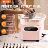 VEVOR Pottery Wheel, 11 inch Pottery Forming Machine, 350W Electric Wheel for Pottery with Foot Pedal and LCD Touch Screen, Direct Drive Ceramic Wheel with Shaping Tools for DIY Art Craft, Pink - Front View