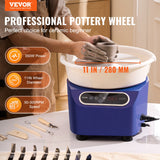VEVOR Pottery Wheel, 11 inch Pottery Forming Machine, 350W Electric Wheel for Pottery with Foot Pedal and LCD Touch Screen, Direct Drive Ceramic Wheel with Shaping Tools for DIY Art Craft, Blue - Front View