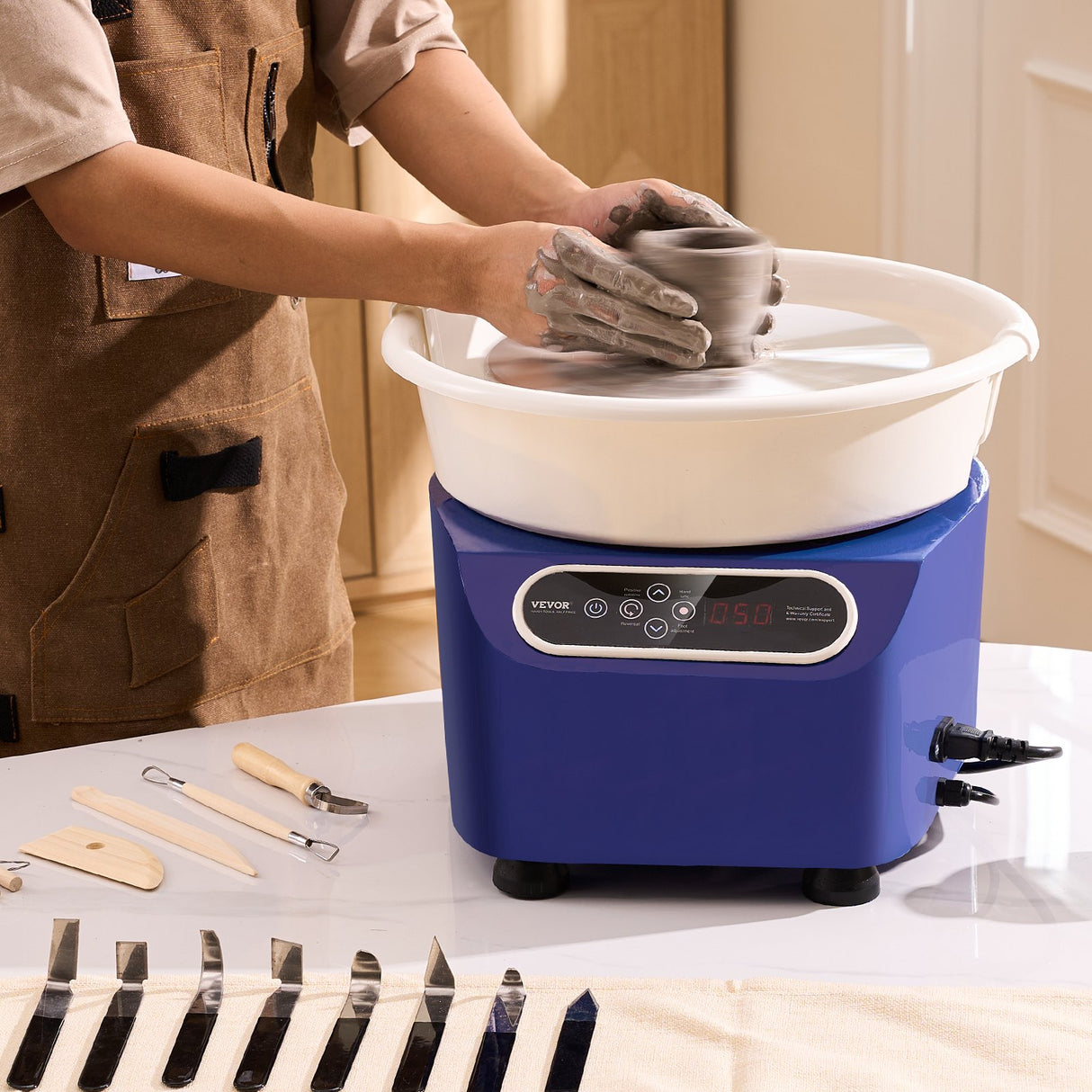 VEVOR Pottery Wheel, 11 inch Pottery Forming Machine, 450W Electric Wheel for Pottery with Foot Pedal and LCD Touch Screen, Direct Drive Ceramic Wheel with Shaping Tools for DIY Art Craft, Blue