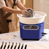 VEVOR Pottery Wheel, 11 inch Pottery Forming Machine, 450W Electric Wheel for Pottery with Foot Pedal and LCD Touch Screen, Direct Drive Ceramic Wheel with Shaping Tools for DIY Art Craft, Blue - Close-Up Angle