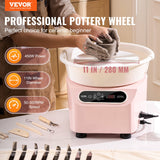 VEVOR Pottery Wheel, 11 inch Pottery Forming Machine, 450W Electric Wheel for Pottery with Foot Pedal and LCD Touch Screen, Direct Drive Ceramic Wheel with Shaping Tools for DIY Art Craft, Pink - Front View