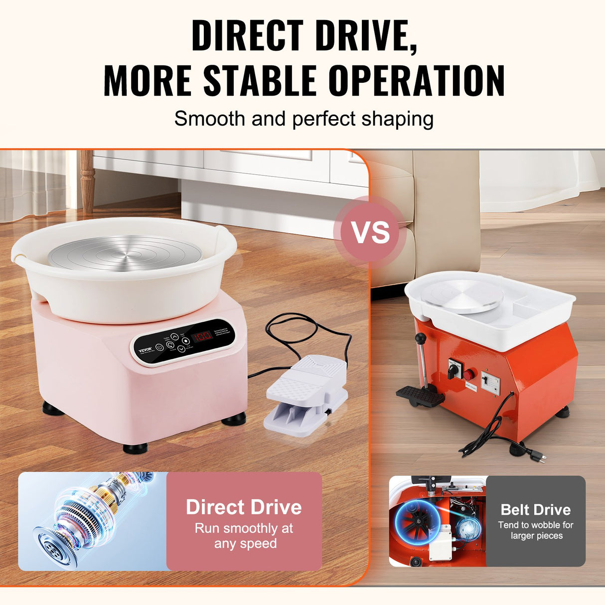 VEVOR Pottery Wheel, 11 inch Pottery Forming Machine, 450W Electric Wheel for Pottery with Foot Pedal and LCD Touch Screen, Direct Drive Ceramic Wheel