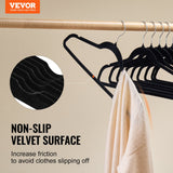 VEVOR Velvet Hangers 50 Pack Black Non-Slip Hangers with 360 Degree Swivel Hook - Front View