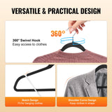 VEVOR Velvet Hangers 50 Pack Black Non-Slip Hangers with 360 Degree Swivel Hook - Side View
