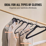 VEVOR Velvet Hangers 50 Pack Black Non-Slip Hangers with 360 Degree Swivel Hook - Rear View