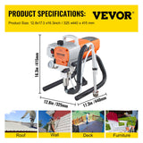 VEVOR High Pressure Airless Wall Paint Spray Gun Sprayer 600W Machine Spraying - Close-Up Angle