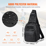 VEVOR Tactical Sling Bag 10L Military Rover Shoulder Sling Backpack Black - Side View
