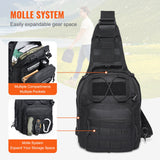 VEVOR Tactical Sling Bag 10L Military Rover Shoulder Sling Backpack Black - 45-Degree Angle