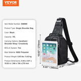 VEVOR Tactical Sling Bag 10L Military Rover Shoulder Sling Backpack Black - Close-Up Angle