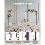 Over The Table Rod Stand with Clamps, 13"-42" Tall & 28"-98" Length Adjustable, 2 Packs Table Arch Stand, Tabletop Balloon Arch Frame for Wedding Birthday Party Christmas Decorations, Black