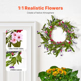 VEVOR Artificial Decorative Wreath 55.88 cm Pink Green with Daisies Year Round - Front View