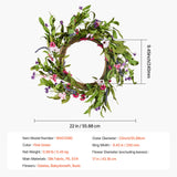 VEVOR Artificial Decorative Wreath 55.88 cm Pink Green with Daisies Year Round - Close-Up Angle