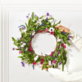 VEVOR Artificial Decorative Wreath 55.88 cm Pink Green with Daisies Year Round - Low Angle