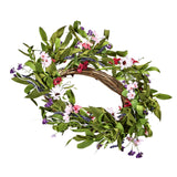 VEVOR Artificial Decorative Wreath 55.88 cm Pink Green with Daisies Year Round - Extra Image