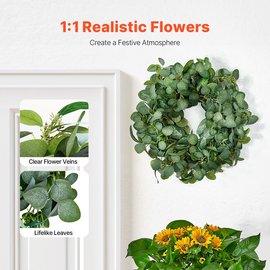 Artificial Decorative Wreath 66.04 cm Green Eucalyptus Leaves Year Round, image 2