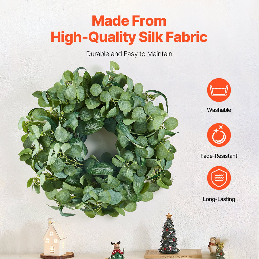 Artificial Decorative Wreath 66.04 cm Green Eucalyptus Leaves Year Round, image 3