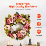 VEVOR Artificial Decorative Wreath 48.26 cm Pink Peonies Hydrangeas Year Round - Side View