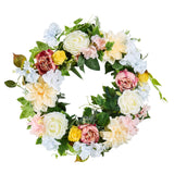 Artificial Decorative Wreath 60.96 cm White Pink Yellow Peonies Hydrangeas