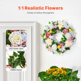 VEVOR Artificial Decorative Wreath 60.96 cm White Pink Yellow Peonies Hydrangeas - Front View
