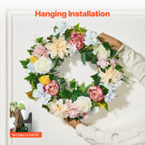 Artificial Decorative Wreath 60.96 cm White Pink Yellow Peonies Hydrangeas