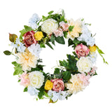 Artificial Decorative Wreath 60.96 cm White Pink Yellow Peonies Hydrangeas