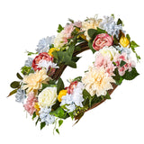 VEVOR Artificial Decorative Wreath 60.96 cm White Pink Yellow Peonies Hydrangeas - Extra Image