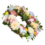 VEVOR Artificial Decorative Wreath 60.96 cm White Pink Yellow Peonies Hydrangeas - Extra Image