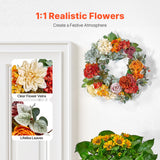 VEVOR Artificial Decorative Wreath 60.96 cm Red Orange Yellow Hydrangeas Roses - Front View