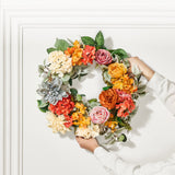 VEVOR Artificial Decorative Wreath 60.96 cm Red Orange Yellow Hydrangeas Roses - Low Angle