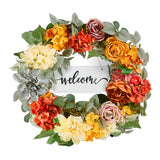 VEVOR Artificial Decorative Wreath 60.96 cm Red Orange Yellow Hydrangeas Roses - Extra Image