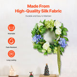 VEVOR Artificial Decorative Wreath 58.42 cm Blue White Green Hydrangeas Roses - Side View