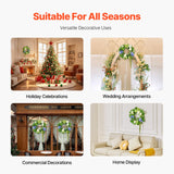 VEVOR Artificial Decorative Wreath 58.42 cm Blue White Green Hydrangeas Roses - 45-Degree Angle