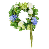 VEVOR Artificial Decorative Wreath 58.42 cm Blue White Green Hydrangeas Roses - Extra Image