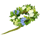 VEVOR Artificial Decorative Wreath 58.42 cm Blue White Green Hydrangeas Roses - Extra Image
