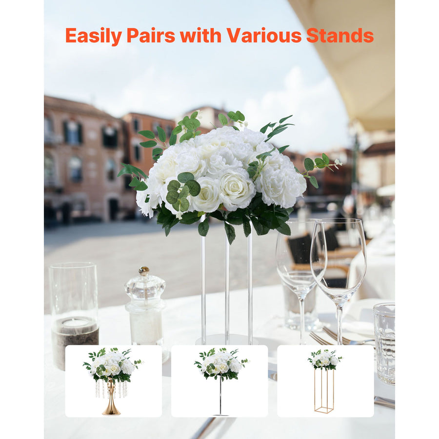 Flower Balls Arrangement Bouquet 10 PCS, 450 mm Diameter Artificial Flower Balls Wedding White Roses Centerpieces, Faux Flowers Arrangements for Wedding Centerpiece Home Table Decorations