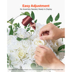 Flower Balls Arrangement Bouquet 10 PCS, 450 mm Diameter Artificial Flower Balls Wedding White Roses Centerpieces, Faux Flowers Arrangements for Wedding Centerpiece Home Table Decorations