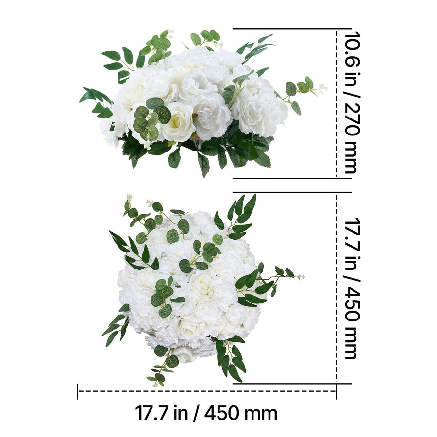 Flower Balls Arrangement Bouquet 10 PCS, 450 mm Diameter Artificial Flower Balls Wedding White Roses Centerpieces, Faux Flowers Arrangements for Wedding Centerpiece Home Table Decorations