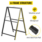 VEVOR A-Frame Sidewalk Sign 24"x36" Sidewalk Signs for Businesses Black Coated Steel Metal A-Frame Sign Slide-in Folding Sandwich Board Sidewalk Sign