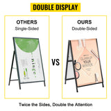 VEVOR A-Frame Sidewalk Sign 24"x36" Sidewalk Signs for Businesses Black Coated Steel Metal A-Frame Sign Slide-in Folding Sandwich Board Sidewalk Sign
