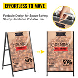 VEVOR A-Frame Sidewalk Sign 24"x36" Sidewalk Signs for Businesses Black Coated Steel Metal A-Frame Sign Slide-in Folding Sandwich Board Sidewalk Sign