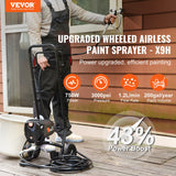 VEVOR Stand Airless Paint Sprayer, 750W 3000PSI High Efficiency Electric Airless Sprayer With Cart,