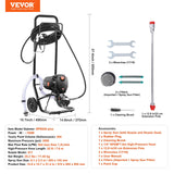 VEVOR Stand Airless Paint Sprayer, 750W 3000PSI High Efficiency Electric Airless Sprayer With Cart,